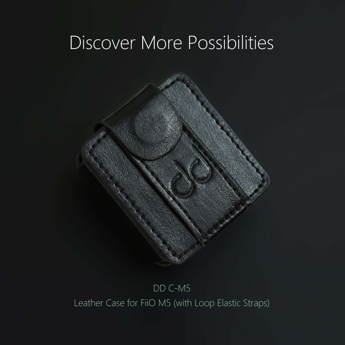 DDHIFI C-M5 Leather case for FiiO M5 music player, DAP Leather cover (with Elastic Loop Strap) Black, Watch band use.