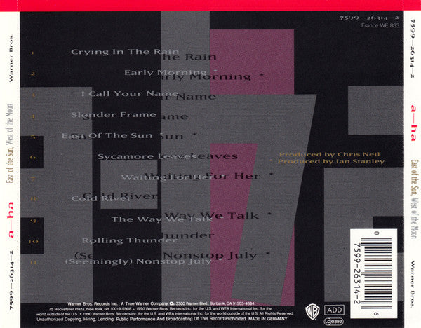 a-ha – East Of The Sun West Of The Moon (Used) (Mint Condition)